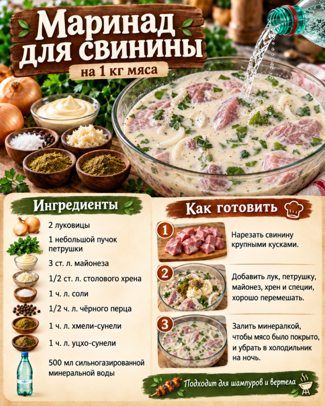 Маринад для шашлыка из свинины на минералке